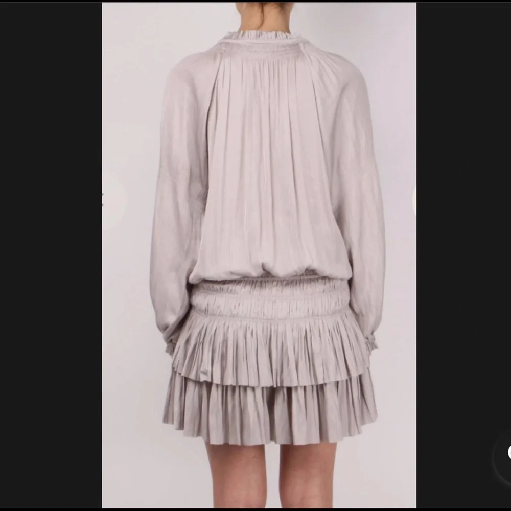 Ulla Johnson 100% Silk Piera Pleated Ruffled Matte Satin Drop Waist Dress Size 0 - Picture 4 of 16